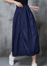 Load image into Gallery viewer, French Navy Drawstring Cotton Holiday Skirt Summer