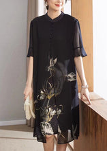 Load image into Gallery viewer, French Navy Print False Chiffon Two Pieces Dress Half Sleeve