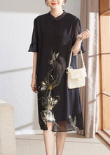 Load image into Gallery viewer, French Navy Print False Chiffon Two Pieces Dress Half Sleeve