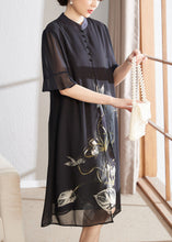 Load image into Gallery viewer, French Navy Print False Chiffon Two Pieces Dress Half Sleeve