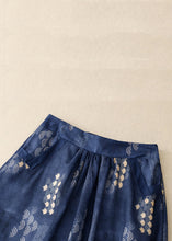 Load image into Gallery viewer, French Navy Print Pockets Elastic Waist Cotton Skirt Summer