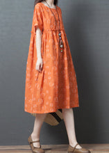 Load image into Gallery viewer, French Orange Dot Print Maxi Dress Short Sleeve