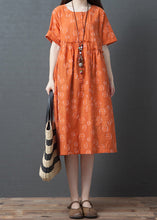 Load image into Gallery viewer, French Orange Dot Print Maxi Dress Short Sleeve