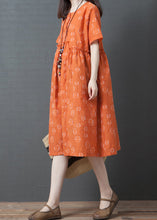 Load image into Gallery viewer, French Orange Dot Print Maxi Dress Short Sleeve