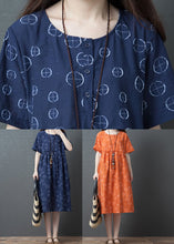 Load image into Gallery viewer, French Orange Dot Print Maxi Dress Short Sleeve