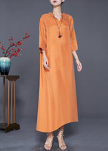 Load image into Gallery viewer, French Orange Oversized Draping Silk Vacation Dresses Bracelet Sleeve