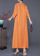 Load image into Gallery viewer, French Orange Oversized Draping Silk Vacation Dresses Bracelet Sleeve