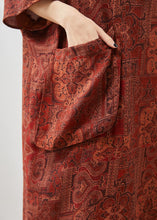 Load image into Gallery viewer, French Orange Oversized Print Cotton Ankle Dress Batwing Sleeve