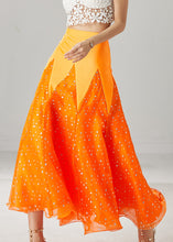 Load image into Gallery viewer, French Orange Silm Fit Patchwork Zircon Tulle Skirts Spring