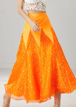 Load image into Gallery viewer, French Orange Silm Fit Patchwork Zircon Tulle Skirts Spring