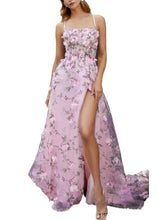 Load image into Gallery viewer, French Pink Embroidered Tulle Spaghetti Strap Dress Summer