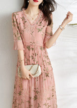 Load image into Gallery viewer, French Pink Embroidered Patchwork Wrinkled Tulle Dress Summer