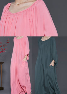 French Pink Oversized Cotton Maxi Dresses Spring