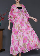 Load image into Gallery viewer, French Pink Oversized Print Chiffon Beach Dress Summer