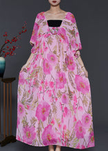 Load image into Gallery viewer, French Pink Oversized Print Chiffon Beach Dress Summer