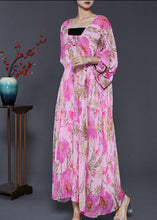 Load image into Gallery viewer, French Pink Oversized Print Chiffon Beach Dress Summer