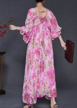 Load image into Gallery viewer, French Pink Oversized Print Chiffon Beach Dress Summer