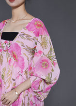 Load image into Gallery viewer, French Pink Oversized Print Chiffon Beach Dress Summer