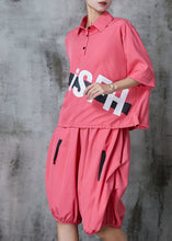 Load image into Gallery viewer, French Pink Oversized Print Cotton Two Pieces Set Spring