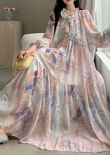 Load image into Gallery viewer, French Pink Ruffled Print Patchwork Chiffon Holiday Dresses Summer