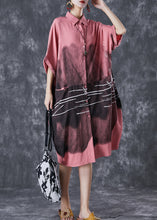 Load image into Gallery viewer, French Pink Tie Dye Pockets Cotton Dress Summer