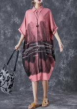 Load image into Gallery viewer, French Pink Tie Dye Pockets Cotton Dress Summer