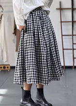 Load image into Gallery viewer, French Plaid Lace Up Elastic Waist Cotton Skirts Fall