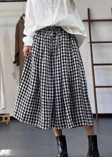 Load image into Gallery viewer, French Plaid Lace Up Elastic Waist Cotton Skirts Fall