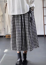 Load image into Gallery viewer, French Plaid Lace Up Elastic Waist Cotton Skirts Fall