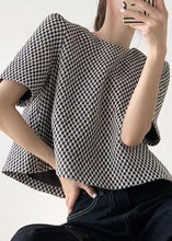 Load image into Gallery viewer, French Plaid O Neck Cotton T Shirts Short Sleeve