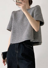 Load image into Gallery viewer, French Plaid O Neck Cotton T Shirts Short Sleeve