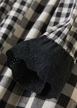 Load image into Gallery viewer, French Plaid Peter Pan Collar Button Linen Shirts Dress Long Sleeve