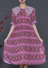 Load image into Gallery viewer, French Purple Peter Pan Collar Print Chiffon Dress Summer