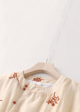 Load image into Gallery viewer, French Red Embroidered Button Linen Blouses Summer