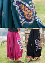 Load image into Gallery viewer, French Rose Embroidered Floral Linen Harem Pants