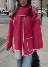 Load image into Gallery viewer, French Rose Pockets Patchwork Woolen Coat Fall