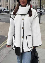 Load image into Gallery viewer, French Rose Pockets Patchwork Woolen Coat Fall