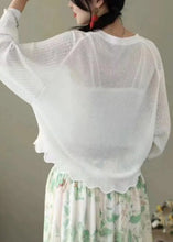 Load image into Gallery viewer, French Rose V Neck Button Ice Silk Knit Top Long Sleeve