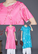 Load image into Gallery viewer, French Rose V Neck Print Chiffon Mid Dresses Summer