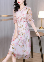 Load image into Gallery viewer, French Ruffled V Neck Print Chiffon Dresses Summer