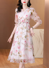 Load image into Gallery viewer, French Ruffled V Neck Print Chiffon Dresses Summer