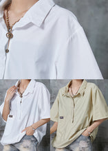 Load image into Gallery viewer, French White Drawstring Pocket Cotton Sweatshirts Tops Summer