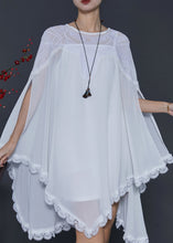 Load image into Gallery viewer, French White Embroidered Asymmetrical Chiffon UPF 50+ Shirt Summer