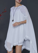 Load image into Gallery viewer, French White Embroidered Asymmetrical Chiffon UPF 50+ Shirt Summer