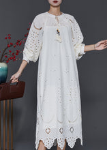 Load image into Gallery viewer, French White Hollow Out Cotton Long Dress Spring