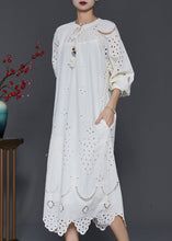 Load image into Gallery viewer, French White Hollow Out Cotton Long Dress Spring