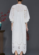 Load image into Gallery viewer, French White Hollow Out Cotton Long Dress Spring