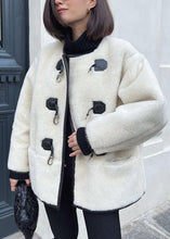 Load image into Gallery viewer, French White O Neck Patchwork Faux Fur Jacket Fall