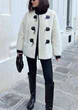 Load image into Gallery viewer, French White O Neck Patchwork Faux Fur Jacket Fall