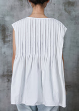 Load image into Gallery viewer, French White Oversized Wrinkled Cotton Tanks Sleeveless